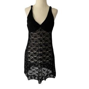 St Eve Black Lace Chemise Large NWOT